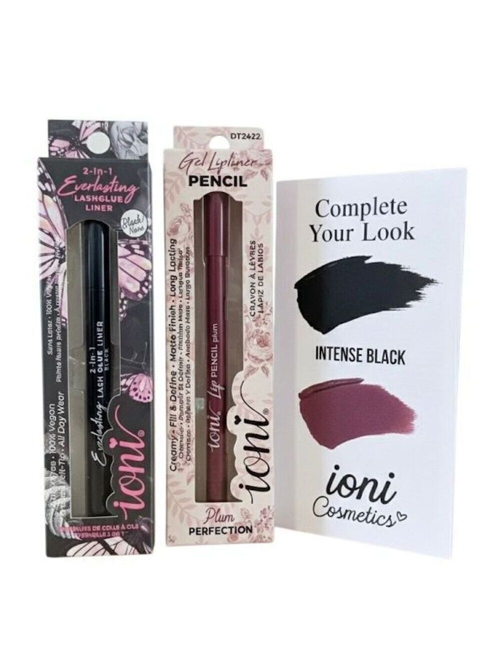 IONI everything Eyelashes liner black Blush and lipliner plum  duo